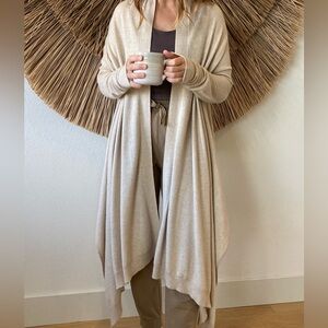 Whistles London Merino Wool Blend Beige Natural Neutral Flowy Cozy Cardigan
